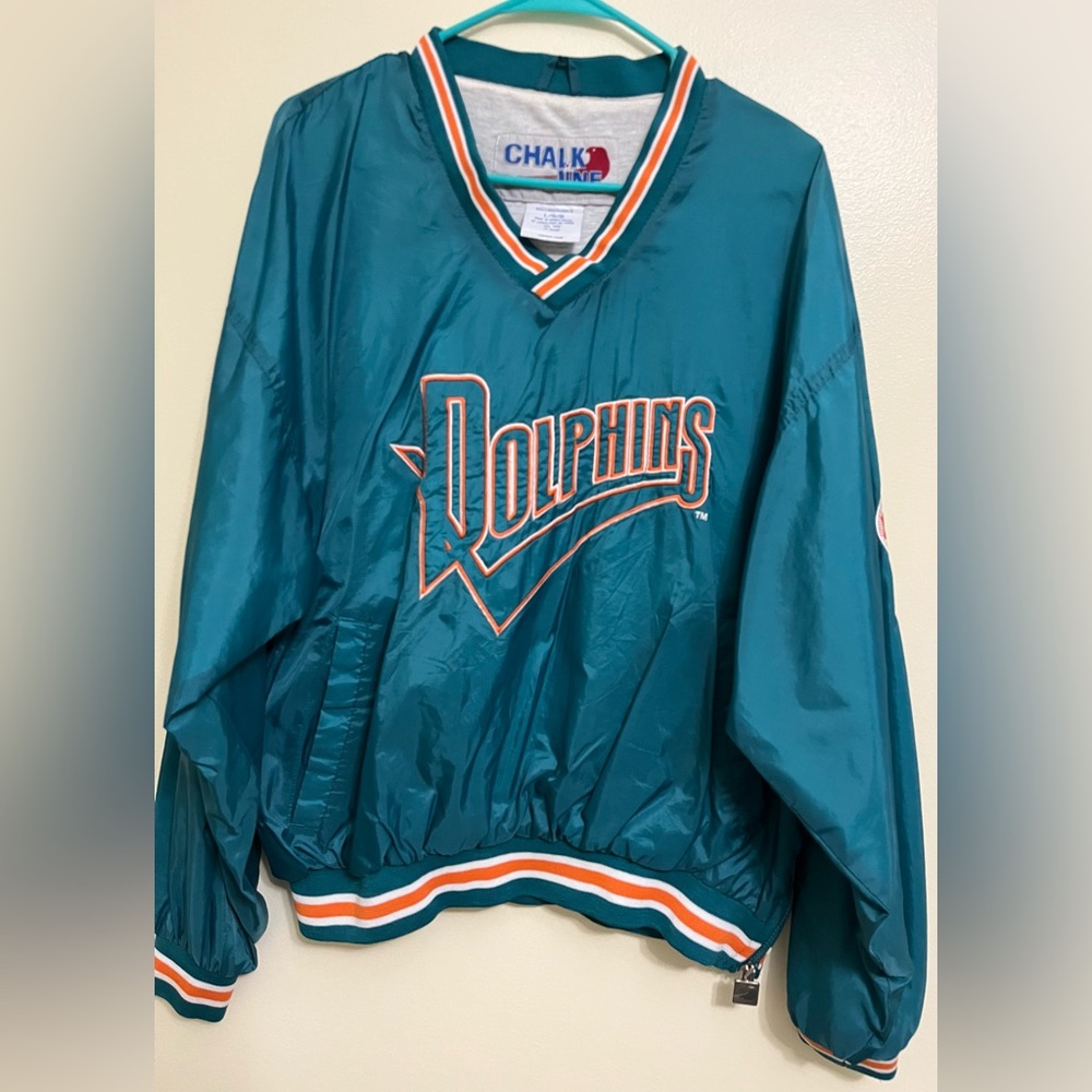 Miami Dolphins Vintage Chalk Line Satin Jacket Size Large